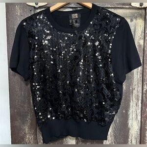 Vintage Escada Couture black sequins sweater set size38/us 8/M